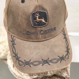 John Deere Tan Cap with Embroidered Logo